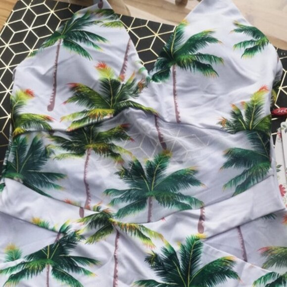 Tropical Palm Perfection One-Piece Swimsuit ( vacay beach cruise pool time ) - Picture 3 of 3